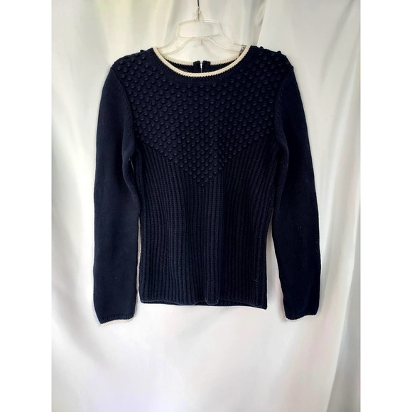 Talbots Navy Dressy Sweater  with White Trim - Picture 1 of 8